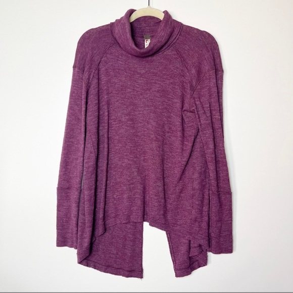 We the free purple knit open back top - Picture 2 of 5